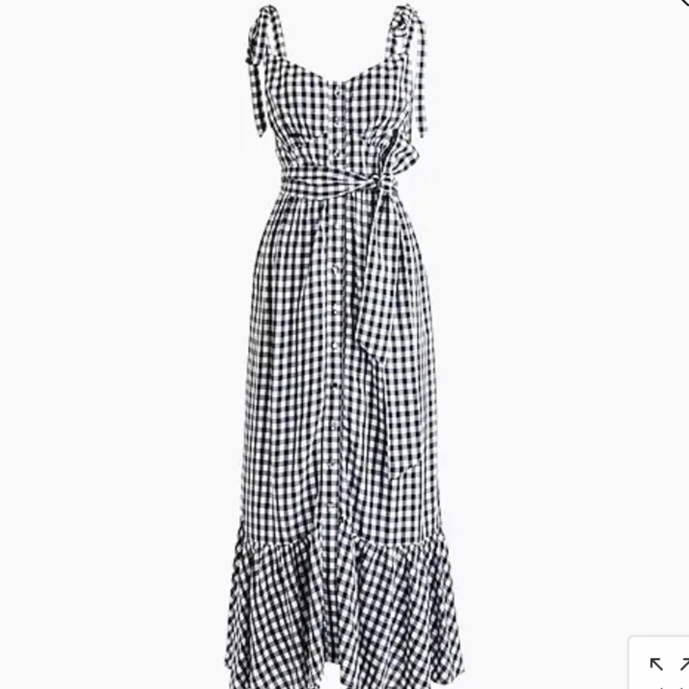 Gingham button-front midi dress with ruffle hem